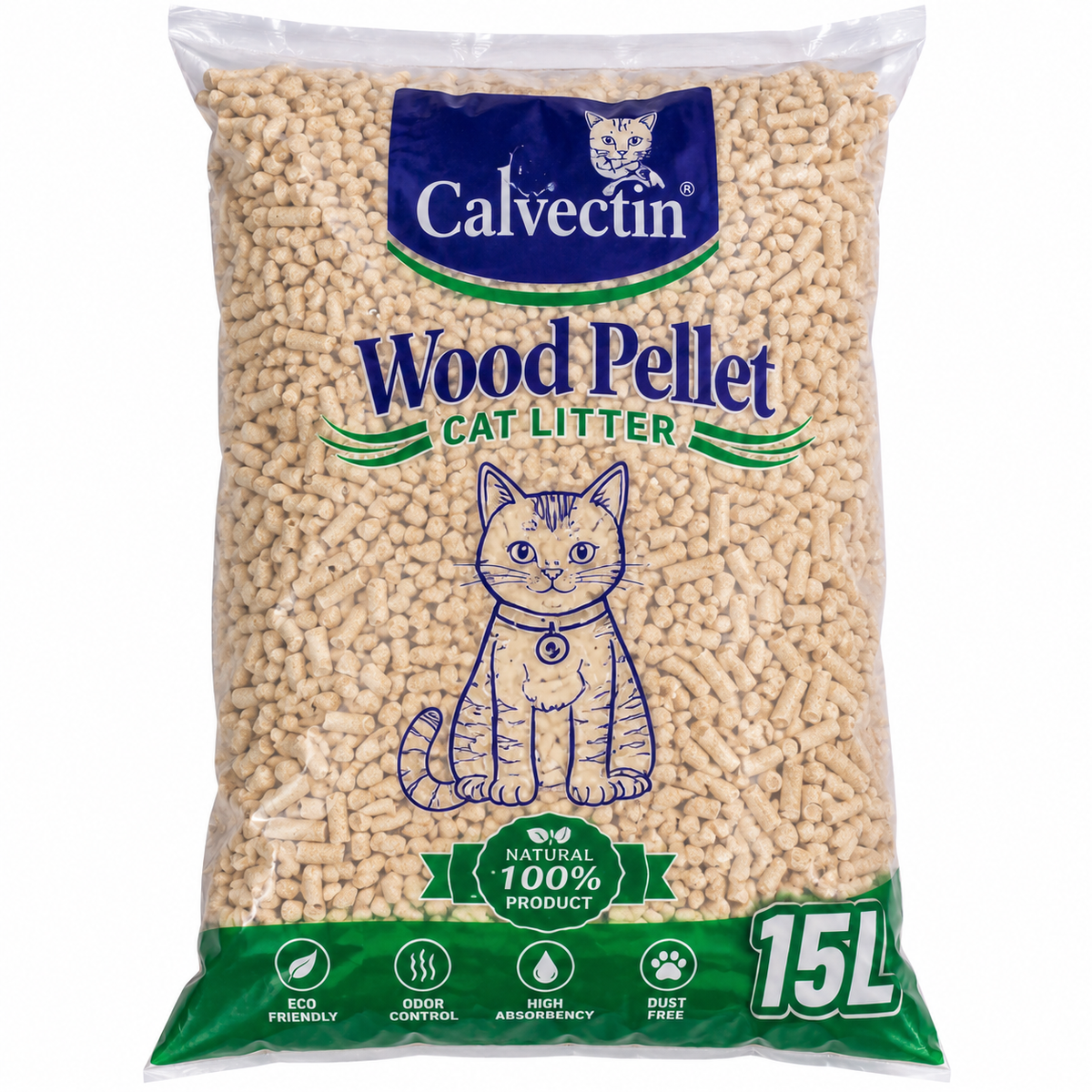 Calvectin Natural Wood Pellet Cat Litter 15L