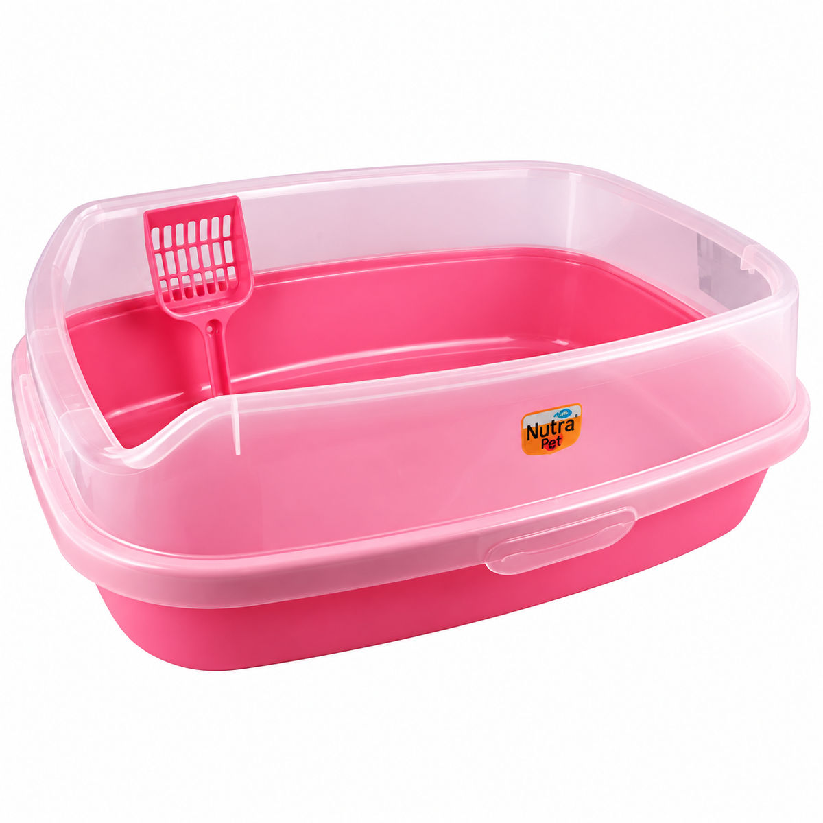 Nutra Pet XL Cat Litter Box with Rim & Scoop – Pink – 20 × 45 × 60 cm
