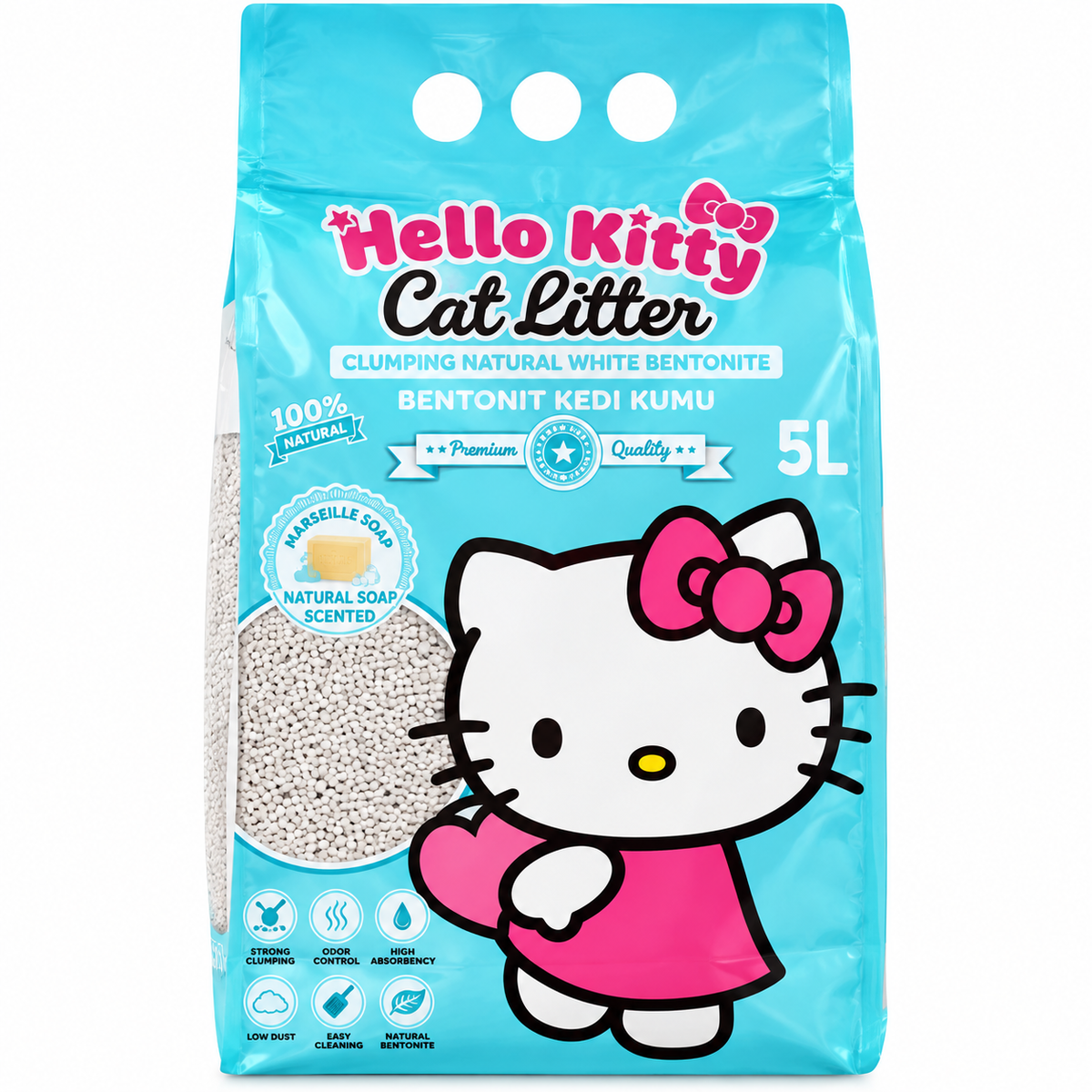 Hello Kitty White Bentonite Clumping Cat Litter – Marseille Soap Scent – 5L