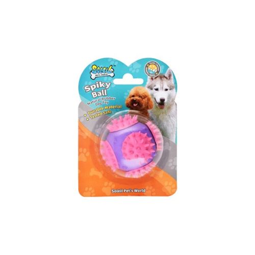 Soleil Blue & Purple Spiky Ball Rubber Dog Toy