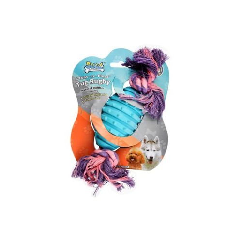 Soleil Pink Rugby Ball Tug & Floss Dog Toy