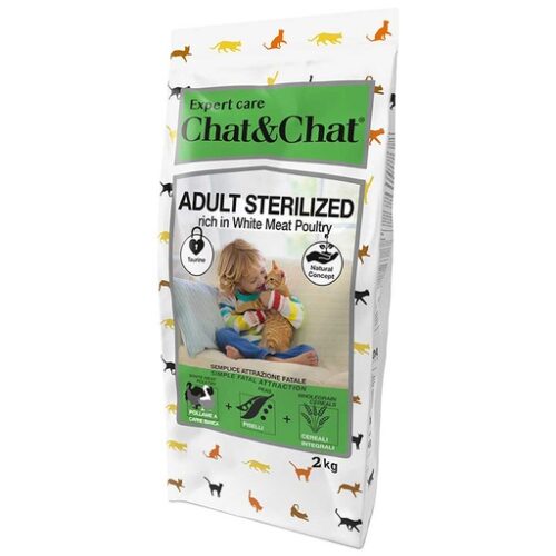 Chat & Chat Care Adult Sterilized Cat Food Rich in White Meat Poultry 900g