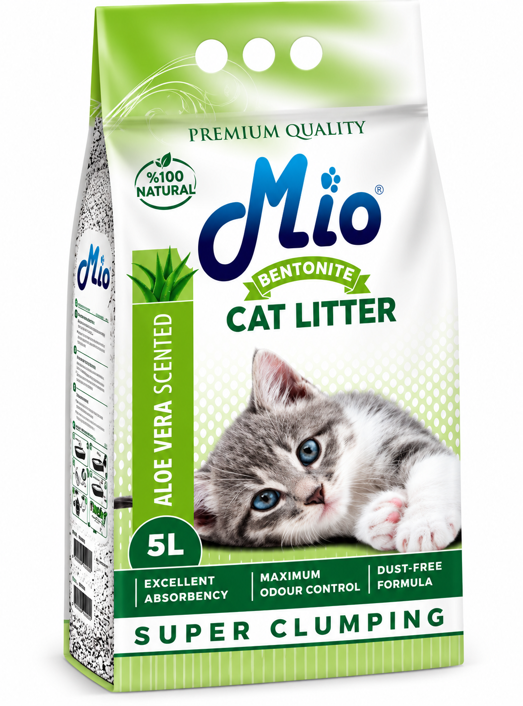 Mio Natural Bentonite Super Clumping Cat Litter – Aloe Vera Scent 5L