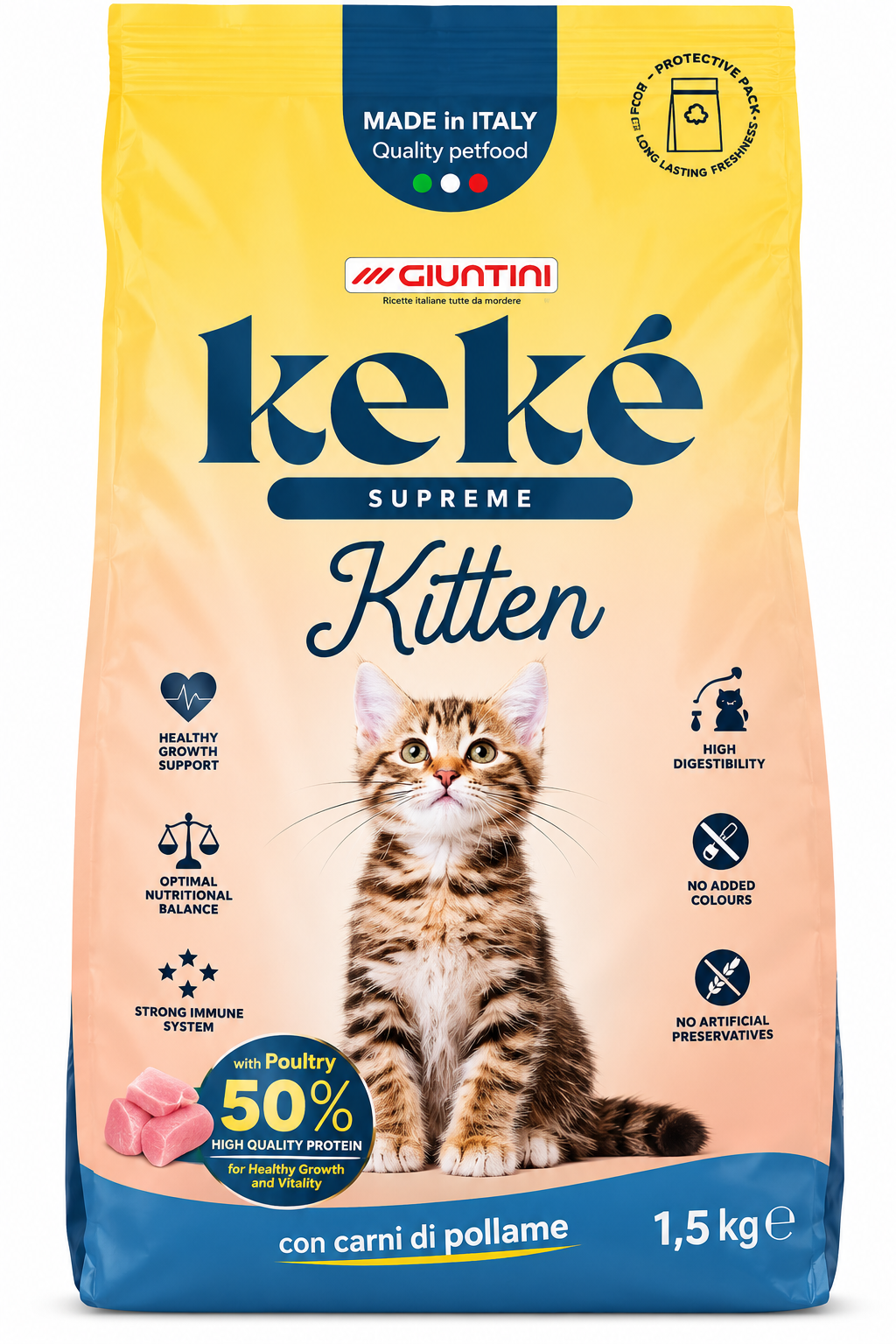 Giuntini Kekè Supreme Kitten Dry Cat Food with Poultry – 1.5 KG