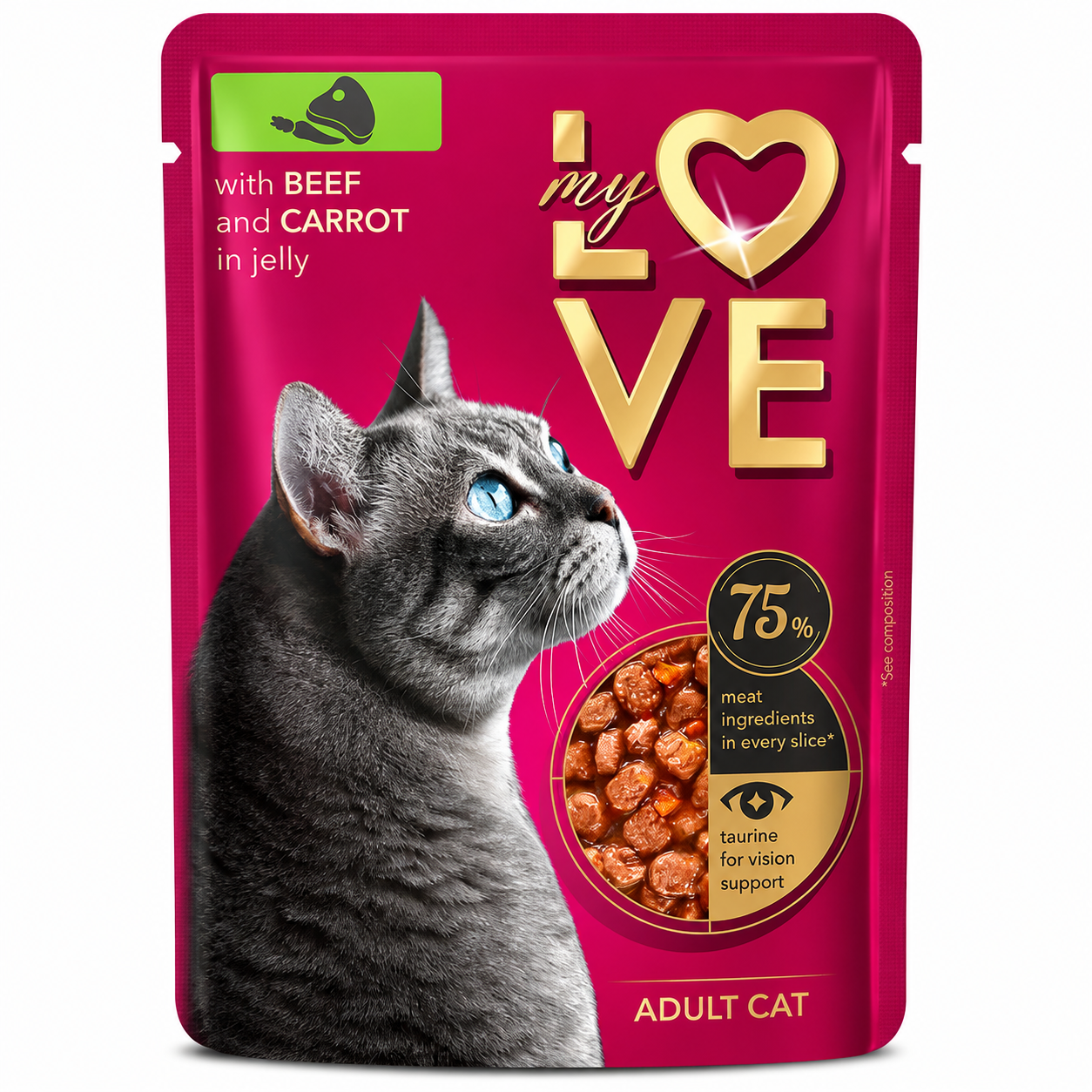 My Love Adult Wet Cat Food with Beef & Carrot in Jelly 85g