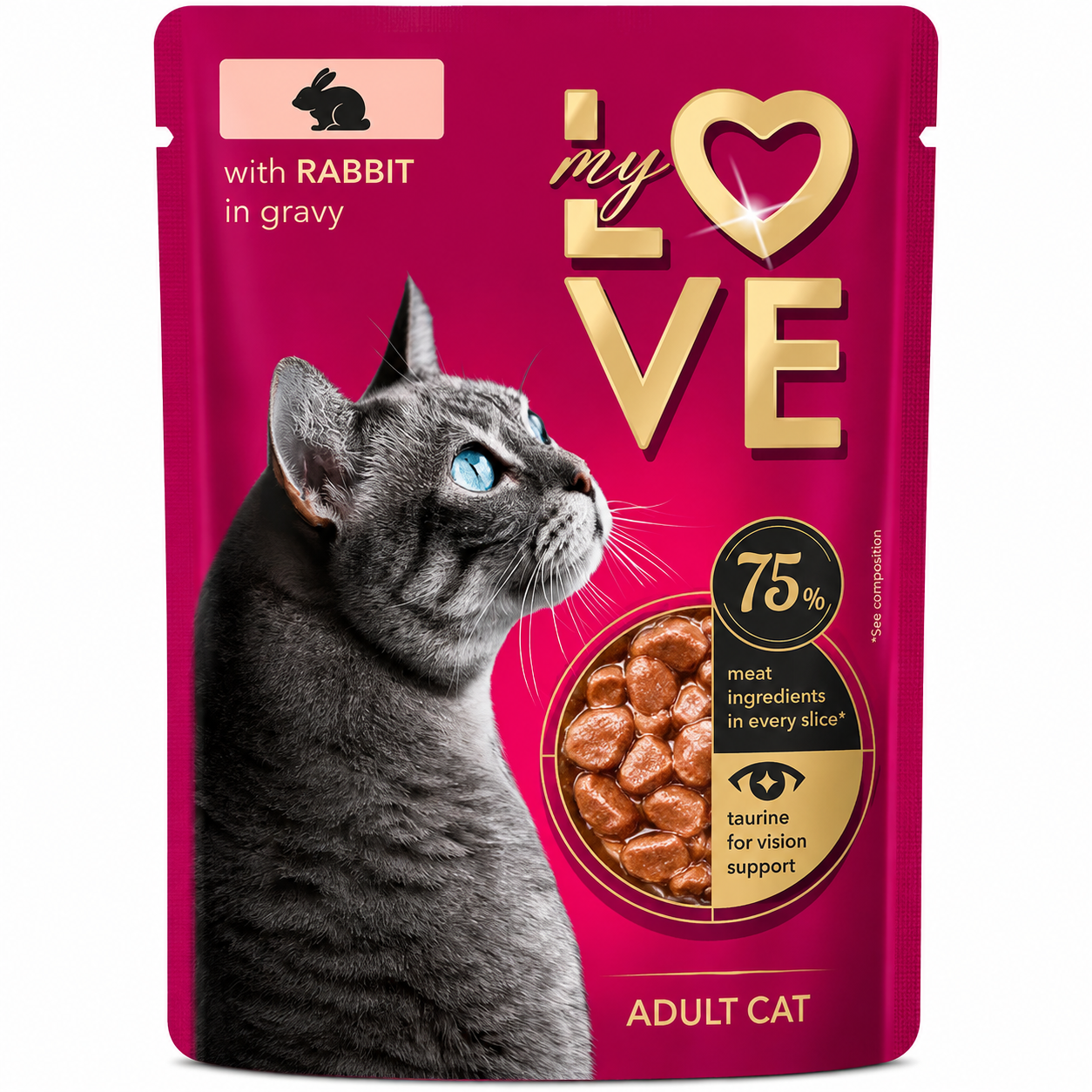 My Love Adult Wet Cat Food with Rabbit in Gravy  85g