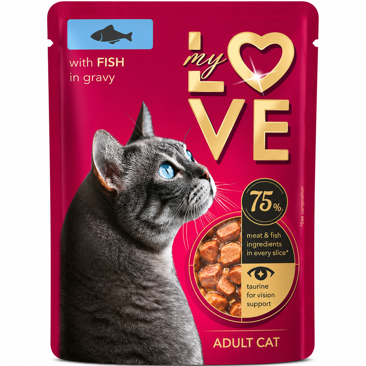 My Love Adult Wet Cat Food with Fish in Gravy 85g