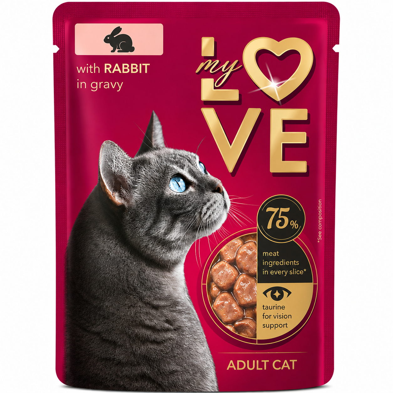 My Love Adult Wet Cat Food with Rabbit in Gravy  85g