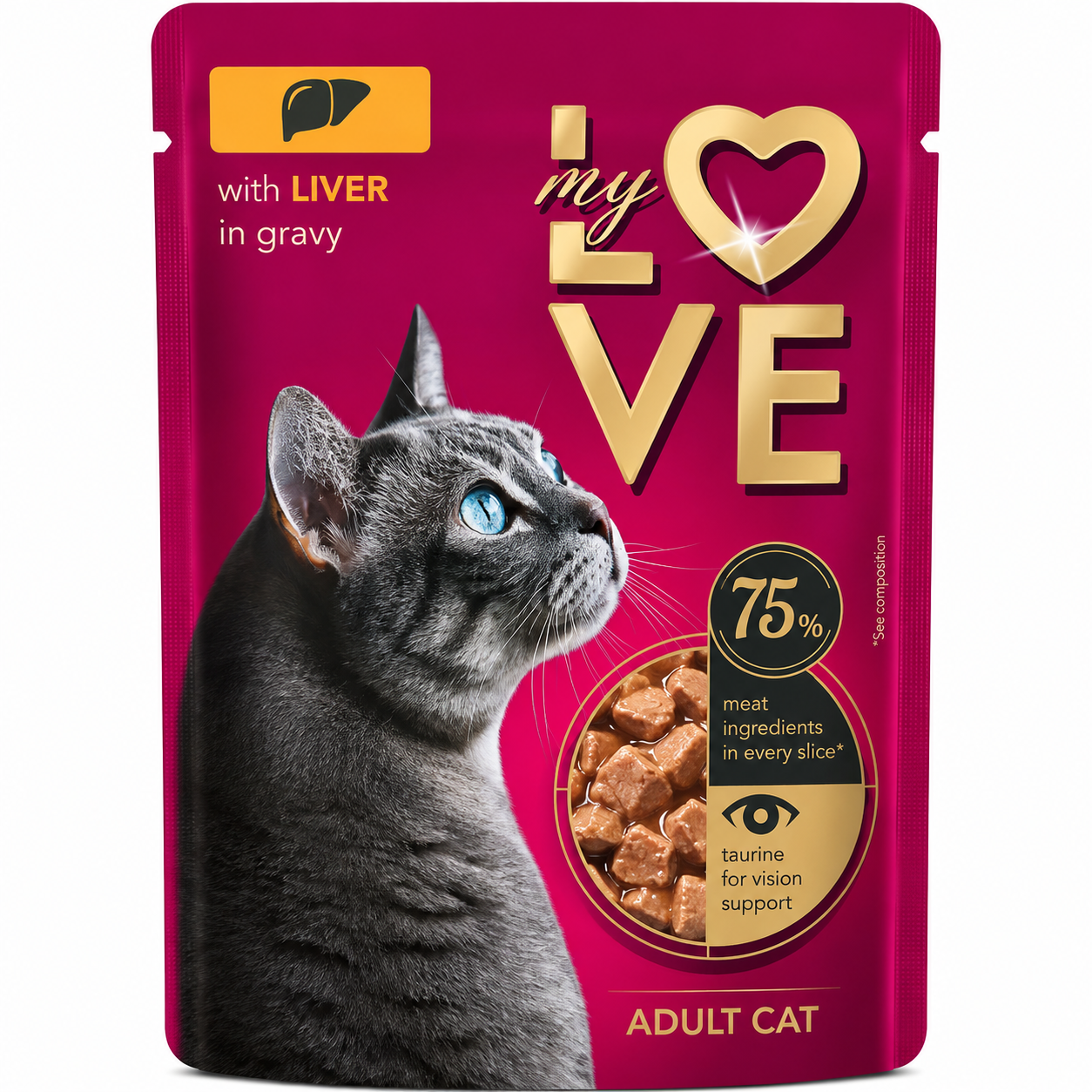My Love Adult Wet Cat Food with Liver in Gravy  85g