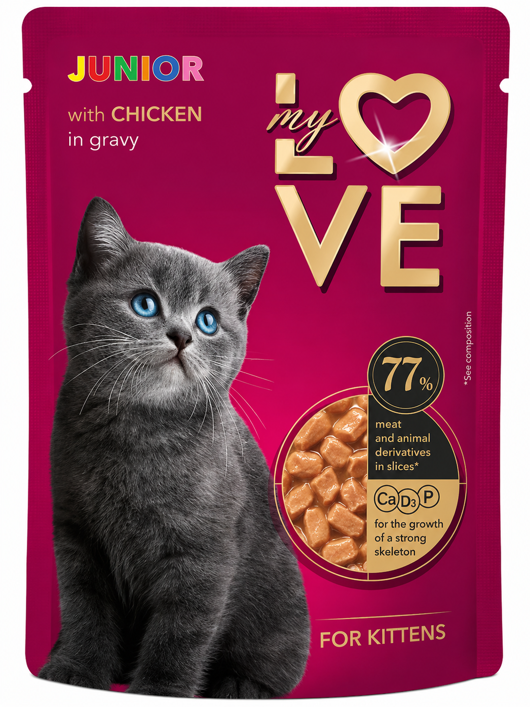 My Love Junior Wet Kitten Food with Chicken in Gravy  85g