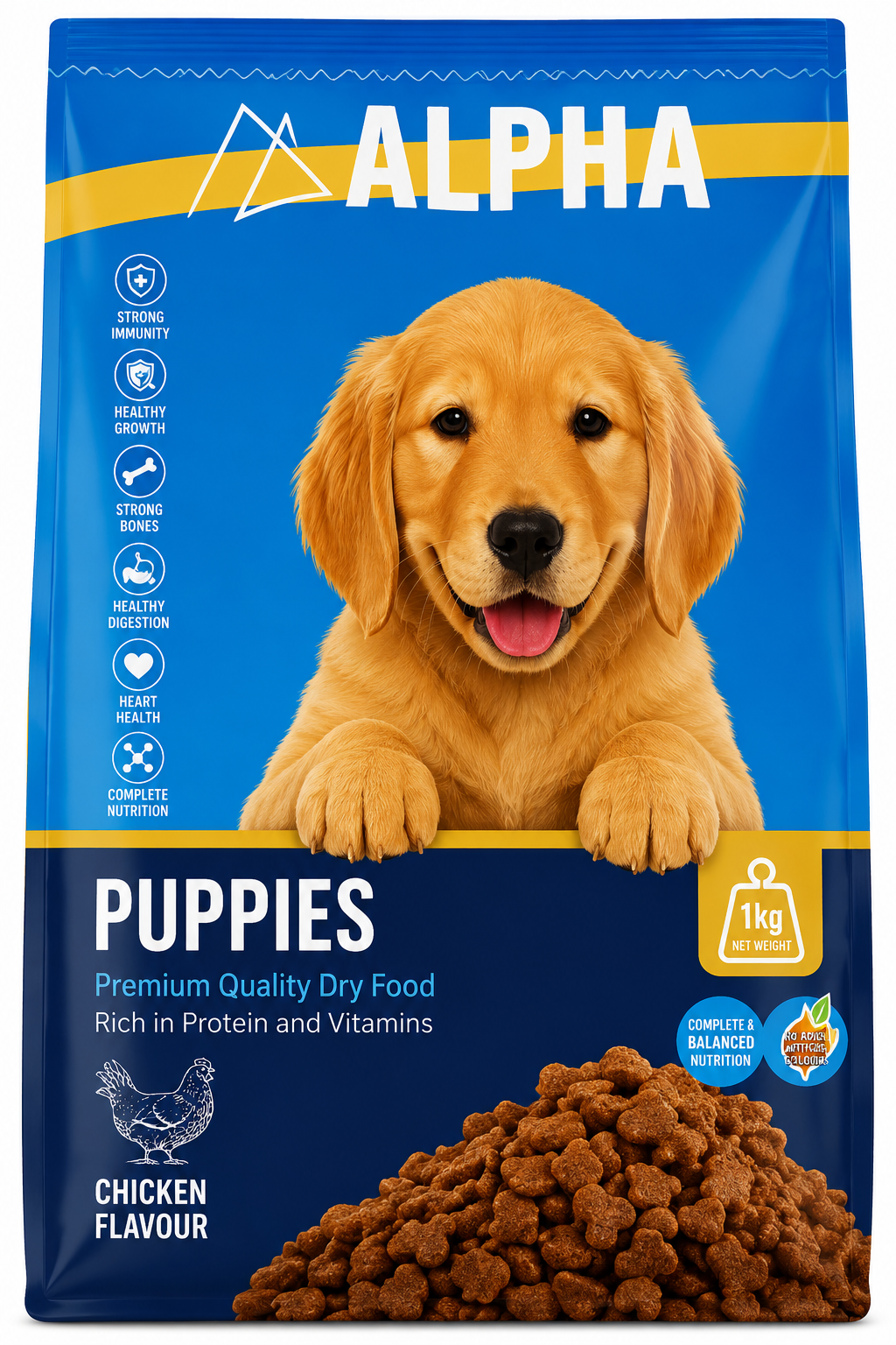 Alpha Puppies Premium Dry Food Chicken Flavour 1kg