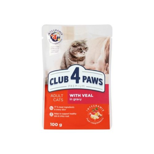 Club 4 Paws Wet Food With Veal In Broth For Adult Cats 100G