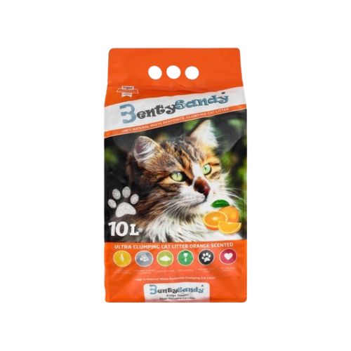 Benty Sandy Clumping Cat Litter With White Bentonite Orange and Lime Scent 10L