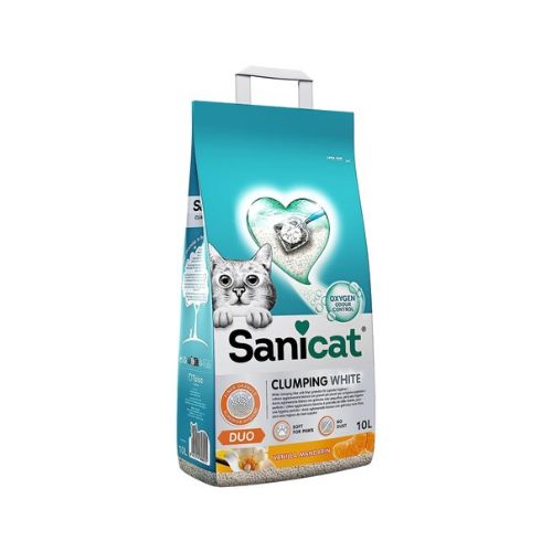 Sanicat Duo White Clumping Cat Litter Vanilla & Tangerine Scent 10L