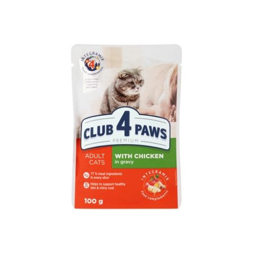 Club 4 Paws Wet Food for Adult Cats with Chicken in Broth 100g