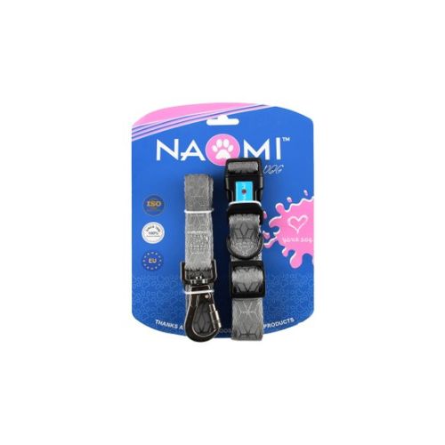 Grey Dog Leash with Matching Collar Medium Size by Naomi
