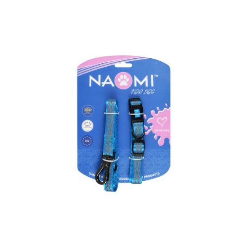 Reflective Dog Collar & Leash Set Blue by Naomi