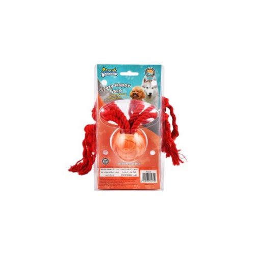 Soleil Tug Rope Toy with Smiley Ball Red & Orange