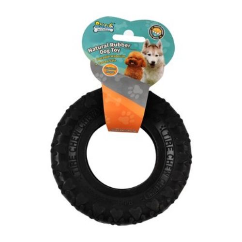 Solay Black Rubber Tire-Shaped Dog Chew Toy