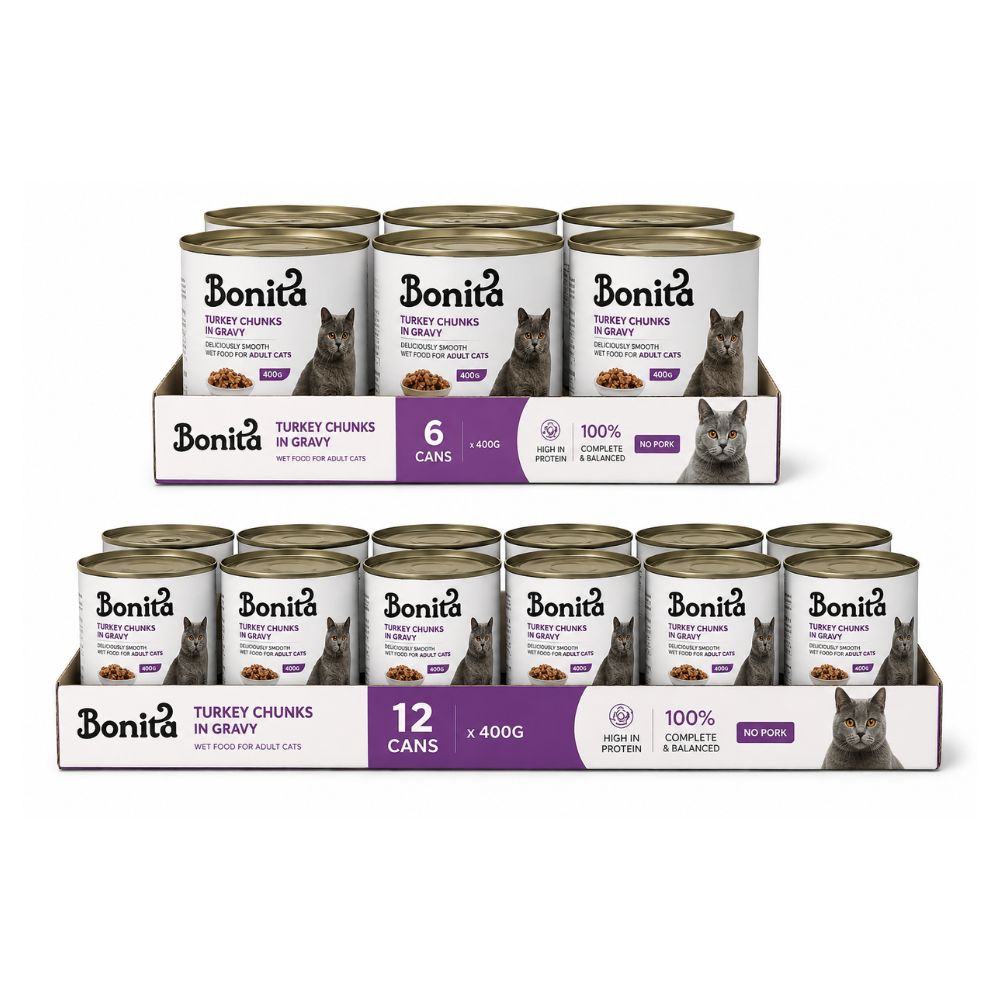 Bonita Cat Cans   Turkey Flavor – 400g (Pack of 18)