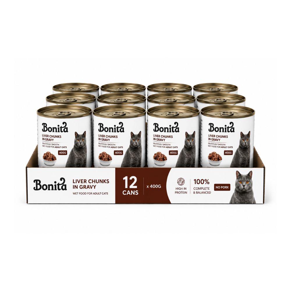 Bonita Cat Canned Food – Liver Flavor – 400g (Pack of 12)