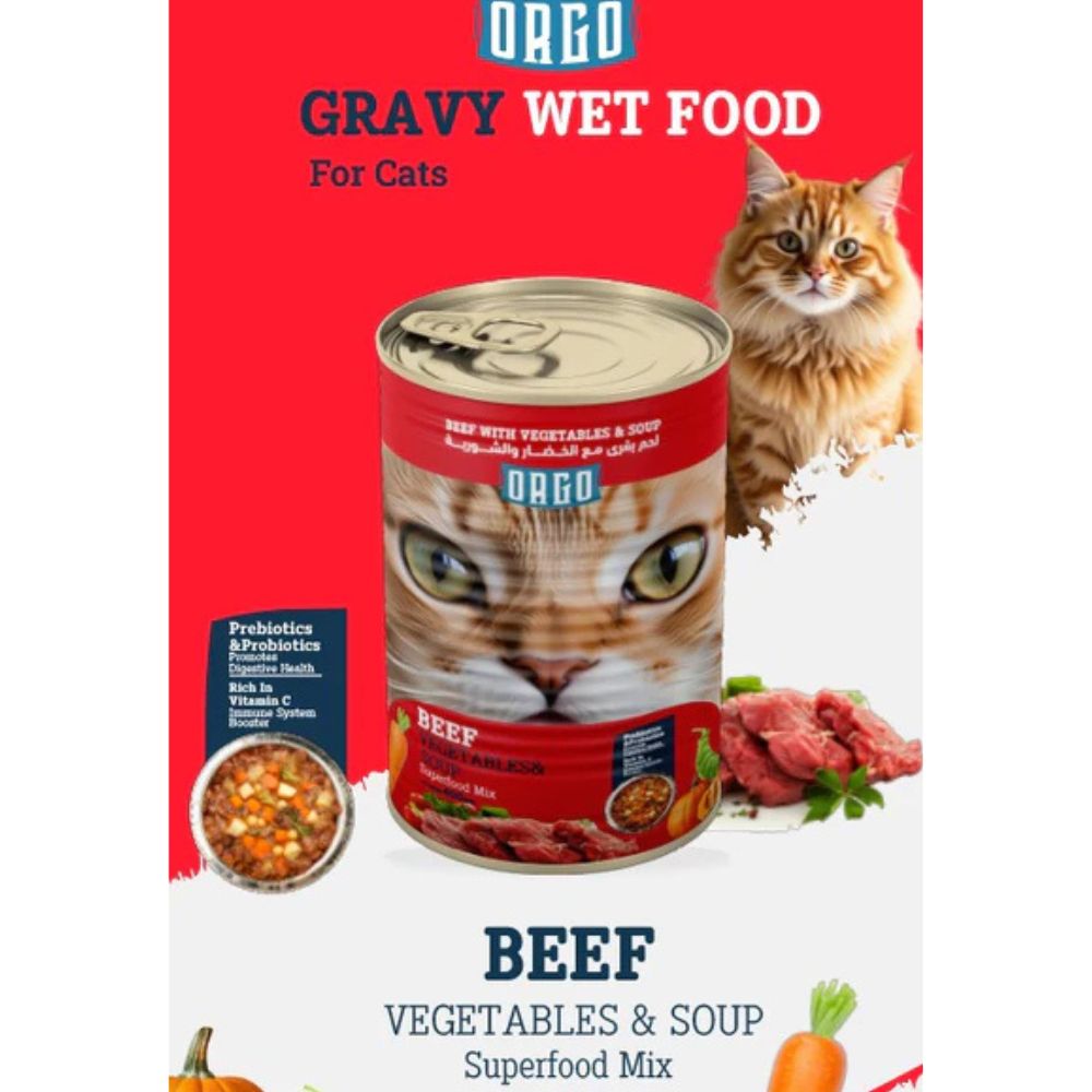 Orgo Beef, Vegetables & Soup – Super Food Mix for Cats – 400g