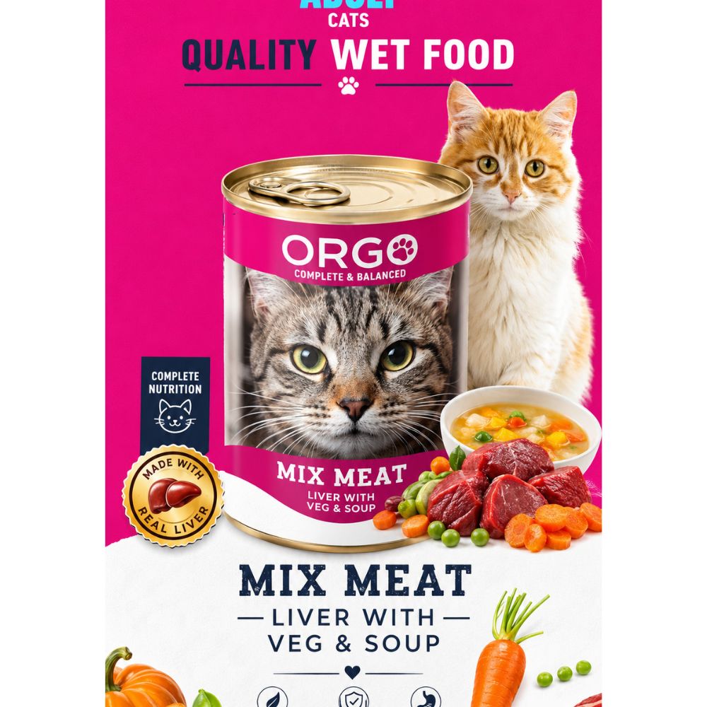 Orgo Mix Meat, Vegetables & Soup – Super Food Mix for Kittens – 400g