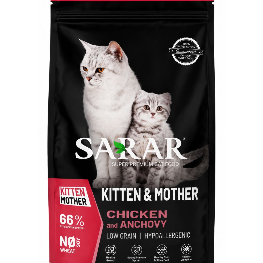 Sarar Hypoallergenic Dry Food with Chicken & Anchovy for Kittens & Mother Cats – 2 kg