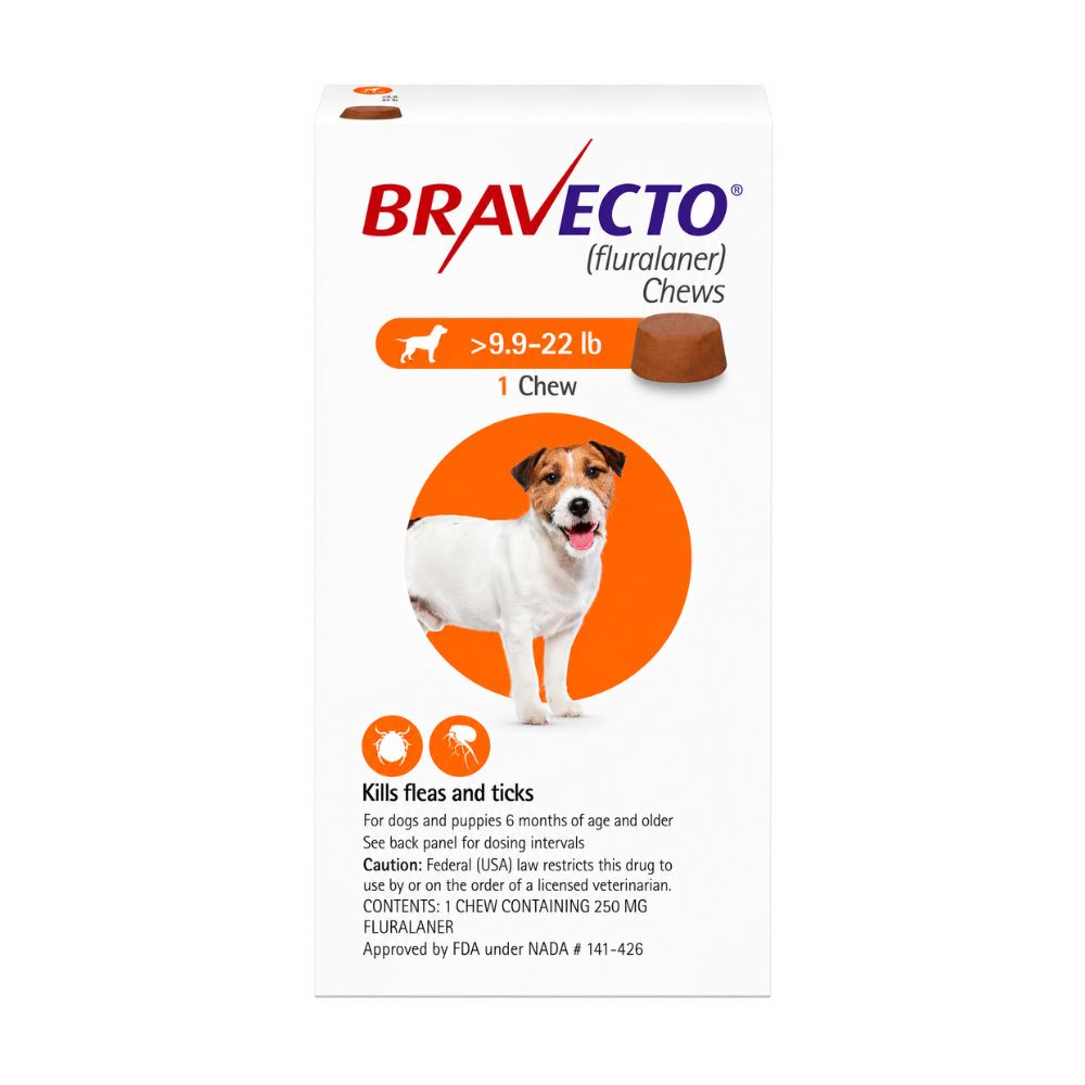 Bravecto Chewable Tablets for Dogs, Small Breeds, containing 250mg Fluralaner