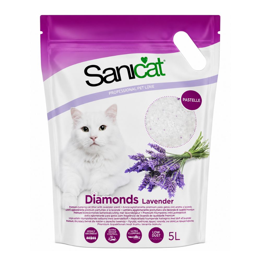 Sanicat Silica Crystal Diamonds Gel Non Clump Cat Litter Lavender 5 L