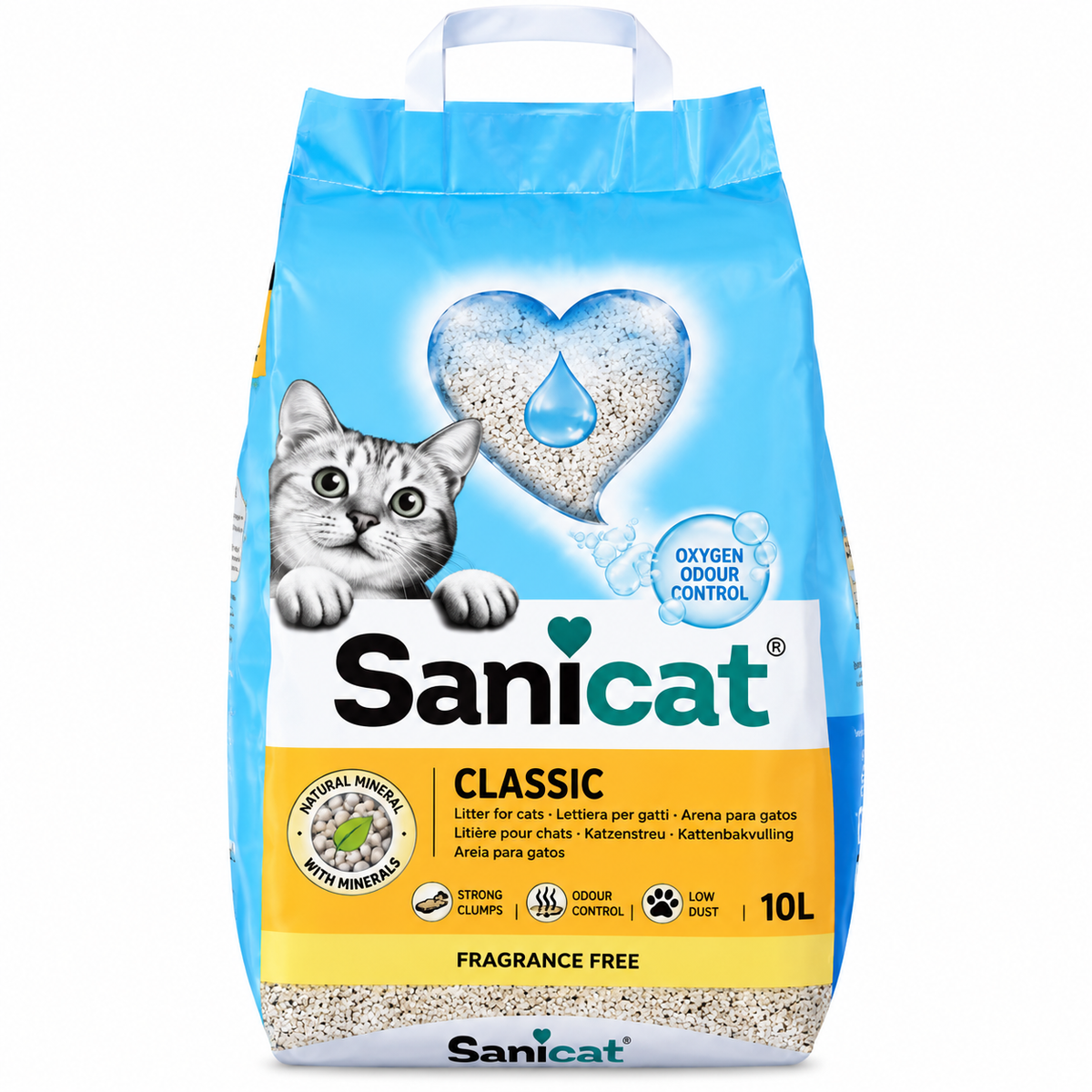 Sanicat Classic Cat Litter with Natural Minerals Fragrance Free – 10 L
