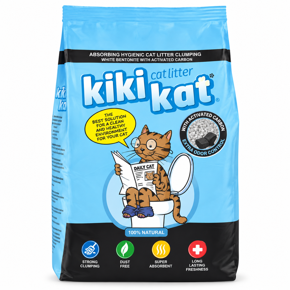 Kiki Kat White Bentonite Clumping Cat Litter with Activated Carbon – 20 L