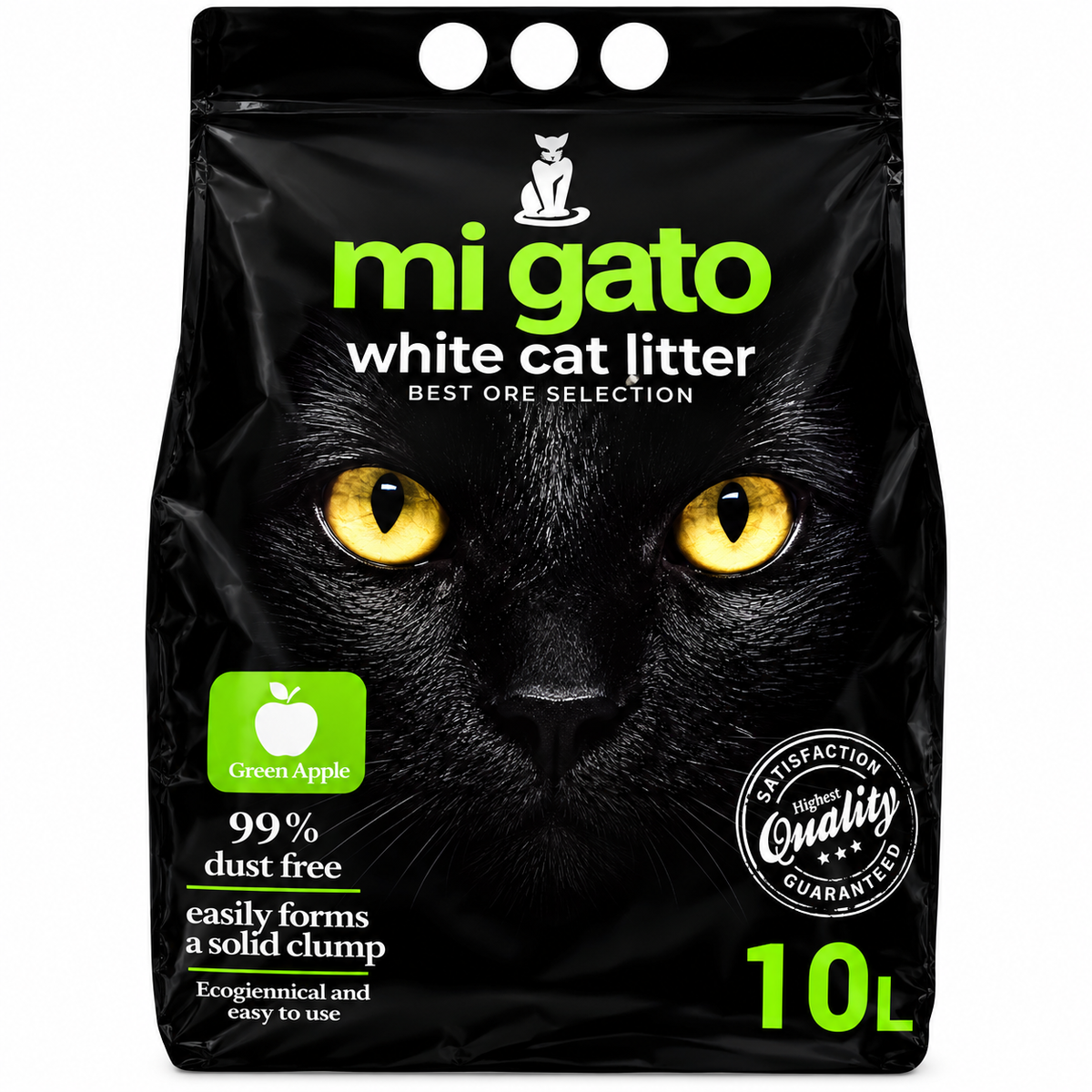 Mi Gato White Clumping Cat Litter Green Apple Scent 10L