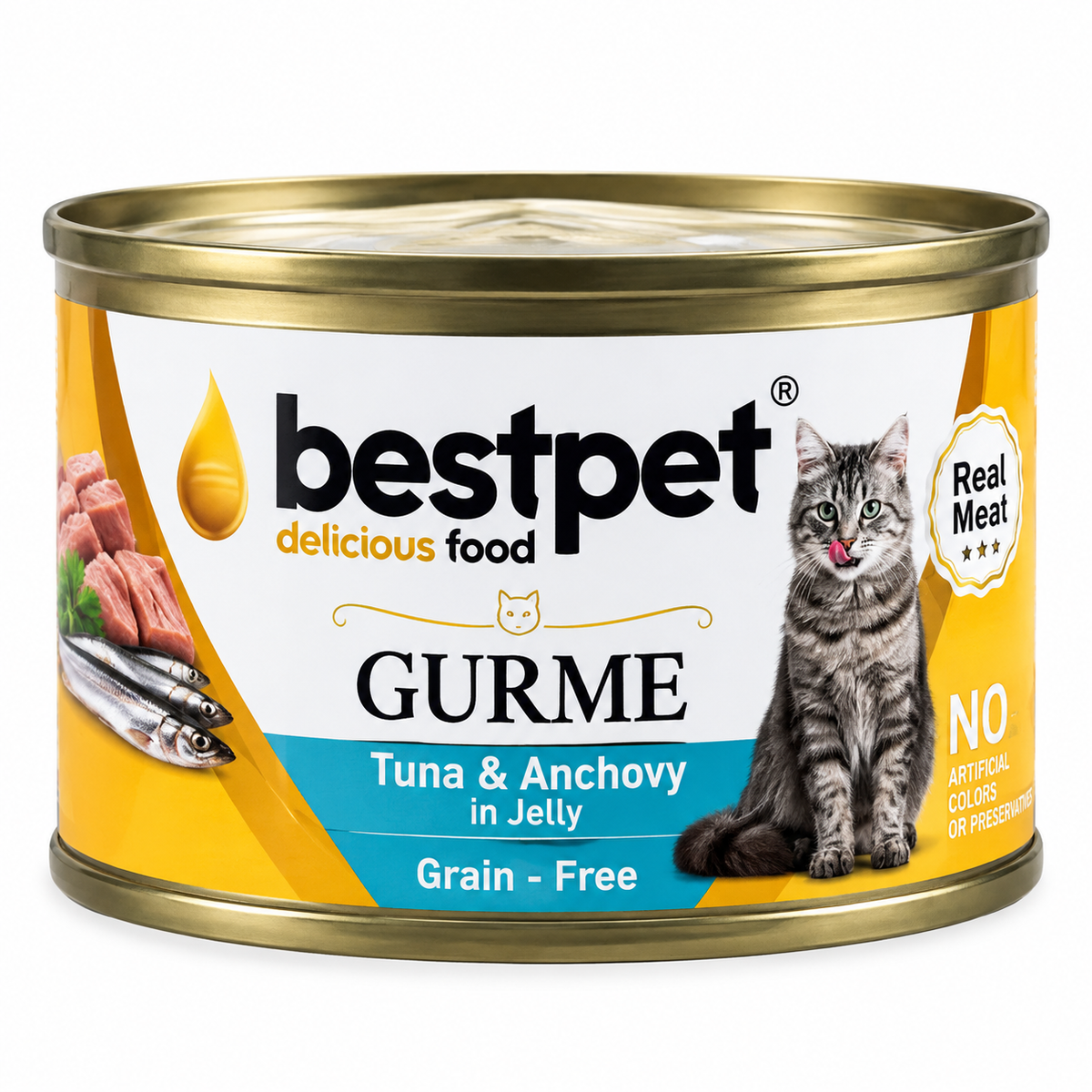 Bestpet Gurme Adult Wet Cat Food with Tuna & Anchovy in Jelly 100g