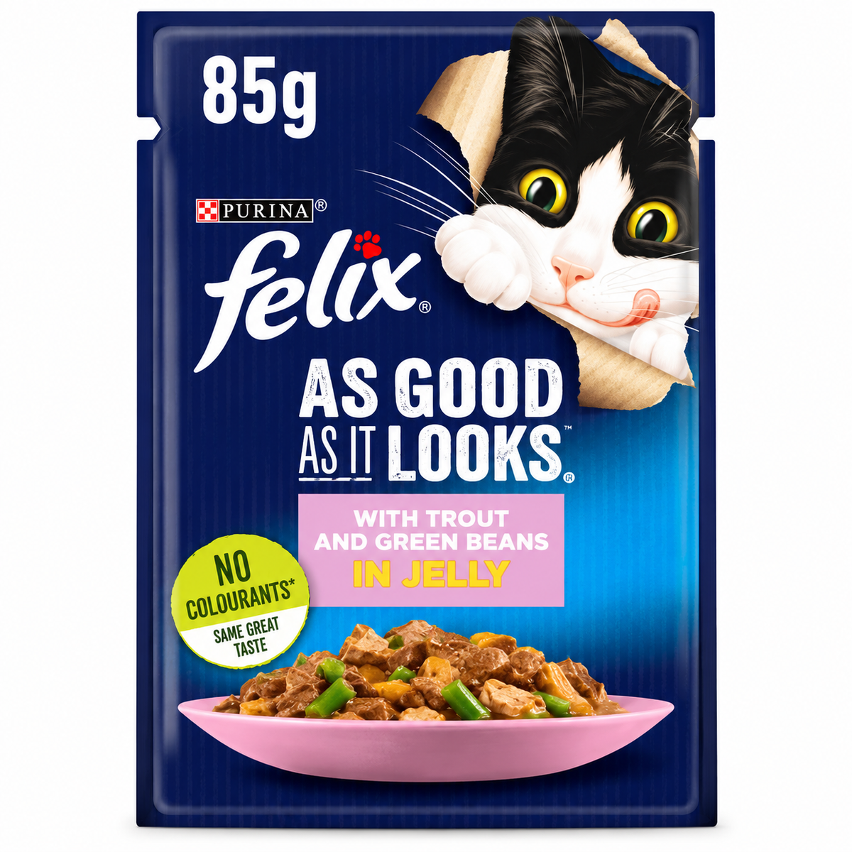Purina Felix As Good As It Looks Adult Wet Cat Food with Trout & Green Beans in Jelly – 85 G