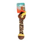 Solay Brown and Yellow Owl Head Dog Rope Tug Toy with Ball