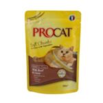 Procat Pouch for Cats with Beef and Liver in Gravy 100g