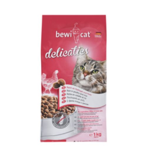 Bewi Cat Delicates Poultry & Rice Dry Food for Adult Cats - 1kg