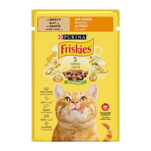 Purina Friskies Chicken Chunks in Gravy Wet Cat Food Pouch 85g