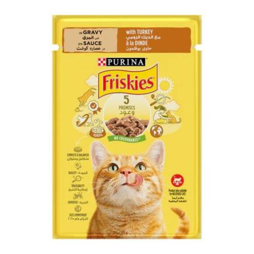 Purina Friskies Turkey Chunks in Gravy Wet Cat Food Pouch 85g