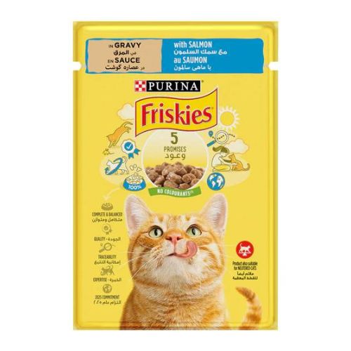 Purina Friskies Salmon Chunks in Gravy Wet Cat Food Pouch 85g