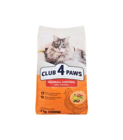 Club 4 Paws Adult Cat Dry Food with Chicken Hairball Control 2kg
