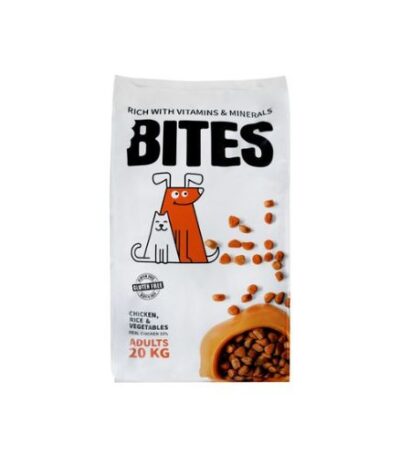 Bites Adult Dry Dog Food with Chicken Rice &amp Vegetables 20kg
