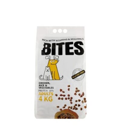 Bites Adult Dry Dog Food with Chicken Rice & Vegetables 4kg