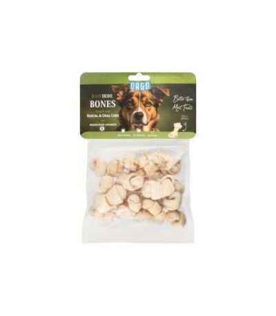 Orgo Rawhide Bone Chew Treats for Dogs – Small Size, White (200g)
