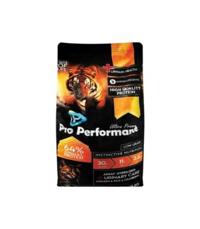Pro Performance Ultra Premium Hypoallergenic Dry Food with Chicken, Rice & Cranberry for Sterilised Adult Cats – 15 kg