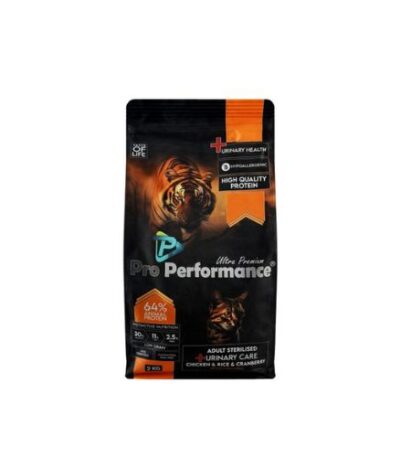 Pro Performance Ultra Premium Hypoallergenic Dry Food with Chicken, Rice & Cranberry for Sterilised Adult Cats – 2 kg