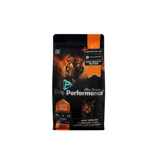 Pro Performance Ultra Premium Hypoallergenic Dry Food with Chicken, Rice & Cranberry for Sterilised Adult Cats – 2 kg