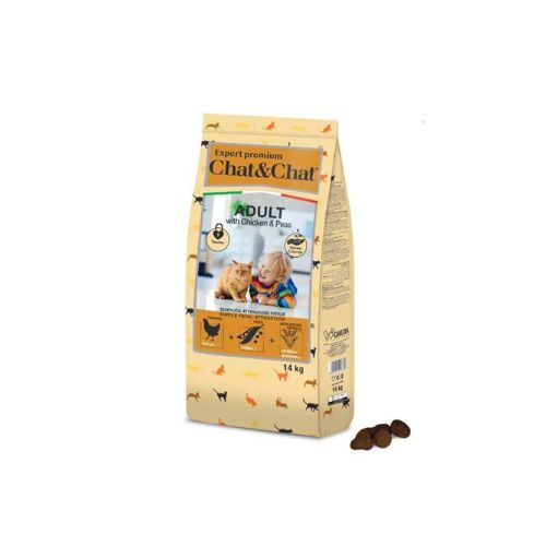 Chat & Chat Expert Adult Chicken & Peas Dry Cat Food – 14 kg