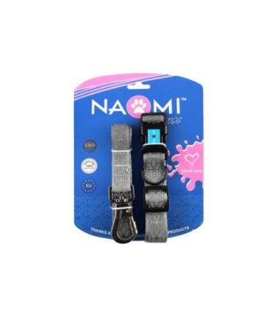 Grey Dog Leash with Matching Collar – Medium Size by Naomi